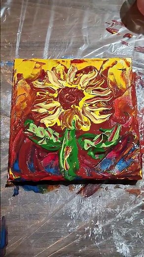How to paint using a palette knife painting, subscribe and learn 🌻 #art #artist #painting #sunflower