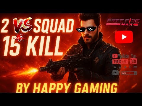 Free Fire Battle Royal Game Duo vs Squad Gameplay By Happy Gaming 15 Kills