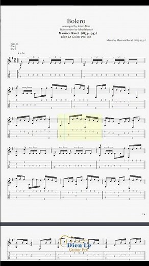 For Classical Guitar - Maurice Ravel (1875-1937) - Bolero (Arr by Alirio Diaz)
