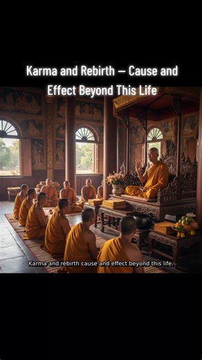 Karma and Rebirth — Cause and Effect Beyond This Life. The Buddha taught that existence continues not through a permanent soul, but through karma and rebirth—a natural flow of cause and effect. Karma means intentional action. Thoughts, words, and deeds shaped by greed, hatred, or wisdom leave imprints. When life ends, these intentions do not vanish; they condition the arising of a new life, just as one flame lights another without being the same flame. Rebirth is not reward or punishment from an