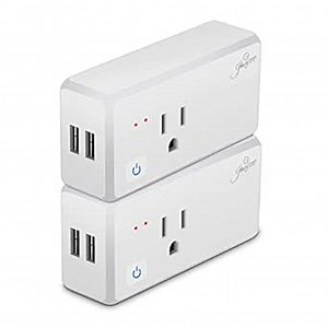 Jinvoo Wi-Fi Smart Plug Wireless Outlet 16A with 2 USB Ports, 2 pack, Remote Control Your Devices, No Hub Required, Compatible with Alexa and Google Assistant