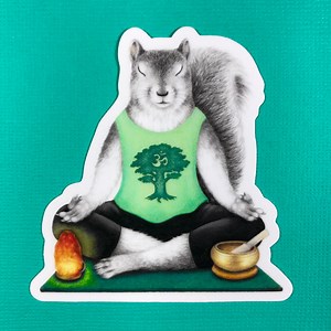 Yoga/meditation Squirrel Sticker, Waterproof for Water Bottle, Gift for Yoga Lovers, for Laptop, Iphone, Canteen, Notebook, Gift for Her - Etsy