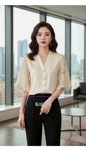 上品美人を作るレーススリーブサテンブラウスが新登場✨ 深 V ネックで首元を細く見せ、顔まわりすっきり 袖全体に総レース素材を使用、二の腕を優しくカバーし細見え効果抜群 光沢感のあるサテン生地はシワになりにくくイージーケア 大きなクリスタルボタンが高級感を演出、前開きで着脱簡単 濃紺・ベージュ・ブラック 3 色展開 デニム・スカートどちらにも合わせやすく、通勤・デート・お出かけ万能 30 代 40 代大人女性にぴったりの知的優雅コーデに #上品美人コーデ #サテンブラウス #レース袖トップス #大人コーデ #通勤コーデ #レディースファッション