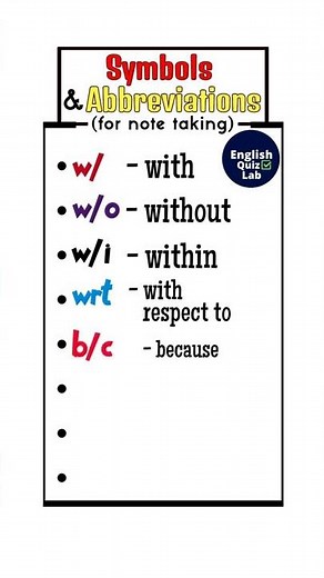 Symbols & Abbreviations | Making Quick Notes | Smart Notes