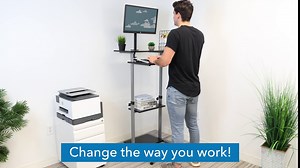 Mount-It! Mobile Computer Cart with Monitor Mount for Screen up to 32", Portable Desk on Wheels, Rolling Laptop Stand Teachers, Office, Classroom, Rise up to 53", Projector, Podium, Keyboard Tray