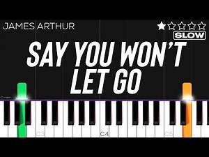 James Arthur - Say You Won't Let Go | SLOW EASY Piano Tutorial