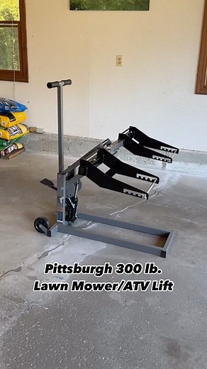 The Pittsburgh Lawn Mower/ATV Lift allows you to safety elevate your riding mower or ATV during routine maintenance. Lifts up to 300 lb. to a max height of 24”. Priced at only $139.99. #Lawnmower #ATV #HarborFreight | Harbor Freight