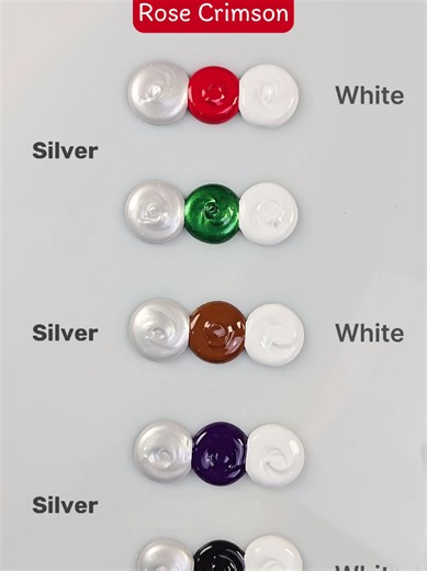 Blending Silver and White With 5 Bold Colors to Create 5 Stunning Color Combinations for Artistic Expression 😍🌸 #colormixing #paintmixing #asmr #art #painting