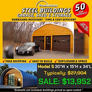 13 shares |  Steel Building Sale! Hammer down your DIY project with: ✅ Hurricane-resistant steel buildings ✅ Easy-to-assemble designs for a sense of pride & accomplishment ✅ Free shipping to get you started ASAP! Call 844-245-2544 and take control of your space today! | SteelMaster Buildings | Facebook