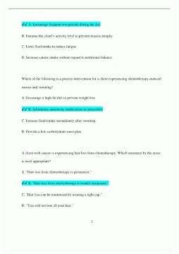 Cancer & Oncology Nursing NCLEX Practice Quiz Latest Version Already Passed