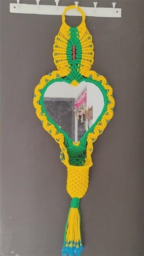macrame heart shape mirror #newcolours #mirrormacrame #youtubeshorts