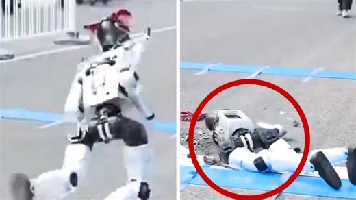 Robot trips and explodes in hilarious fall at start of Beijing marathon