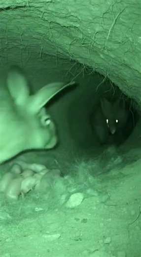 Hidden Camera Captures Fox Trying to Attack Baby Rabbits Inside Burrow