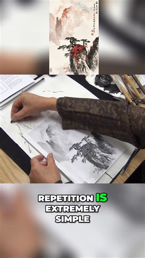 Mirroring and repetition are the secrets. Experienced artists grab this easily with a trained eye. Stare at the painting and this simplicity reveals itself. The principle of compensation is repetition. Extremely simple, extremely secret, extremely effective. #ChinesePainting #LandscapeArt #PaintingSecrets #ArtTechniques #Repetition #Mirroring | Blue Heron Arts