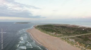 Aerial View of Oregon Inlet and the Bonner Bridge in Cape Hatteras National Seashore Outer Banks North Carolina