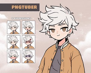 White Haired Boy Pngtuber Model – Premade Male Streaming Avatar - Animated Giftuber - Ready to Use on Veadotube Mini - Etsy