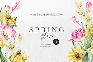 Spring Flora watercolor collection, a Texture Illustration by AleksaArt