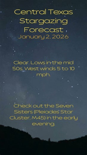 Central Texas Stargazing Forecast-January 2, 2026