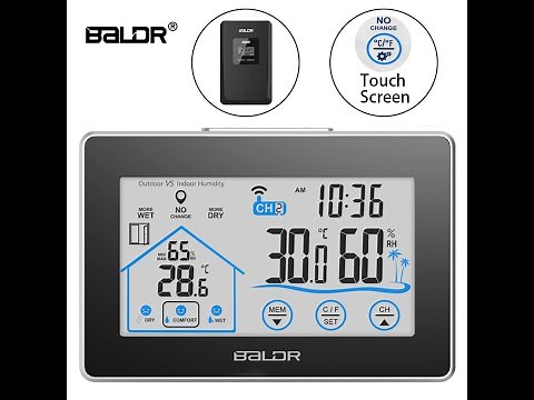Wireless Indoor Outdoor Thermometer Hygrometer w/ Touch Screen Setup