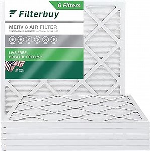 Filterbuy 8x8x1 Air Filter MERV 8 Essential Dust & Allergy Defense (6-Pack), Electrostatic Pleated HVAC AC Furnace Filters Replacement, Made in USA (Actual Size: 8.00 x 8.00 x 0.75)