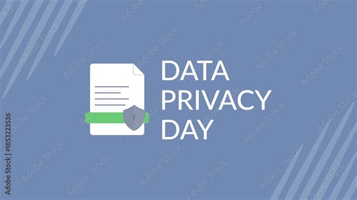 Greeting animation with a Data Privacy Day theme. Animation of locked documents. Data security. Cyber security. simple animation. motion graphic.