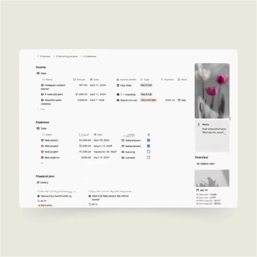 Small Business Finance Tracker Notion Template, Income and Expense, Bookkeeping, Notion Financial Planner - Etsy