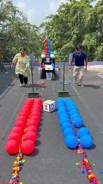 Best Pop balloon and throw Steel Ring Family Challenge #shorts