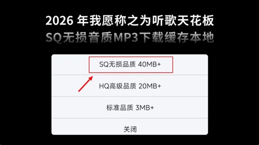 2026 年我愿称之为听歌天花板！这款音乐软件太狠了：SQ 无损音质随便听，MP3下载缓存本地