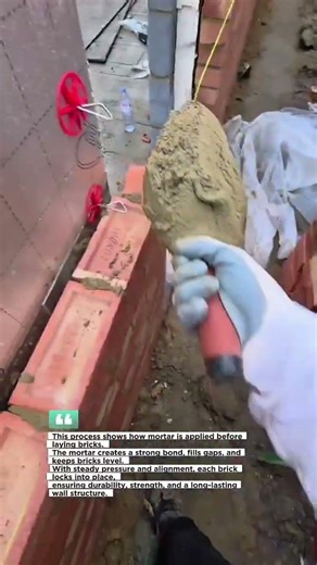 Bricklaying with Mortar for Strong Wall Construction #masonry #construction #tools