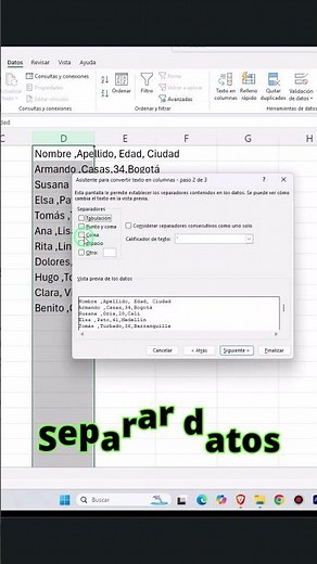 👉 Cómo separar datos unidos por comas en Excel 🔥 | Texto en columnas