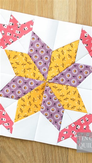 Mariesa on Instagram: "🌸✨ Meet the Flower Star! ✨🌸 This cheerful block combines a classic star shape with soft floral vibes — perfect for both spring quilts and festive Christmas projects. 🌼🎄 The Flower Star FPP pattern includes block sizes from 6” to 12”, making it easy to mix and match in any quilt layout. Foundation Paper Piecing keeps those points crisp and the design perfectly aligned every time. 💫 Pattern link in bio. Or leave a comment, and I’ll DM 