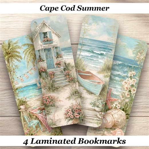 Cape Cod Summer Laminated Bookmarks. Set of 4 Book Marks to Help You Dream of Sunny Days Relaxing on the Beach. Ideal Gift for Book Lovers. - Etsy