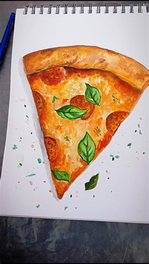 🍕🤩Realistic Pizza Painting 😍🔥. Pizza Slice painting Tutotial🖌️🤩 #trending #painting #shorts #viral