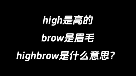 high是高的，brow是眉毛，highbrow是什么意思？_哔哩哔哩_bilibili