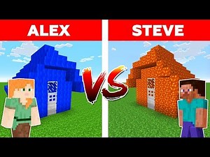 Minecraft - WATER HOUSE vs LAVA HOUSE / Alex vs Steve Part 1