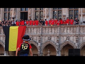 Célébrations des supporters belges pour le retour des diables rouges à Bruxelles ! Grand place