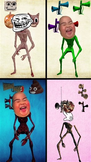 Funny wrong heads Siren head,Siren poop head,Siren cartoon cat,Siren head wood #fuuny #shortsvideo