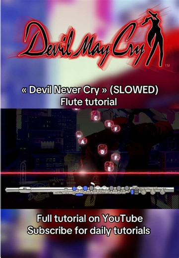 Devil May Cry theme flute tutorial #flute #flutemusic #fyp #devilmaycry #pragmata