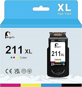Penguin 211XL Tri-Color Ink Cartridge Replacement for Canon CL-211 for Pixma MX410 MX310 MX320 MX330 MX340 MP250 IP2702 MP230 MP280 MP480 Printer for Canon 211 cl211xl 211 XL cl 211xl Color