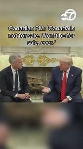 16K views · 127 reactions | Canadian Prime Minister Mark Carney met Donald Trump in the Oval Office today in a bid to reset a relationship he says has been undermined by the U.S. president's tariffs and talk of annexation. Watch what President Trump says in response. https://abc7ne.ws/4d2MZQh | ABC7 News | Facebook