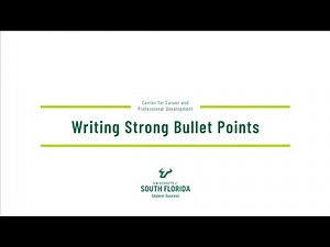 Writing Strong Bullet Points for your Resumé