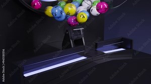 Closeup of Lottery Drawing Machine. Lottery ball machine with Colorful Lotto balls.