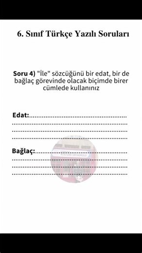 6. Sınıf Türkçe 2. Dönem 2. Yazılı Soruları 4. Soru #türkçe #yazılısınavsoruları #yks #tyt