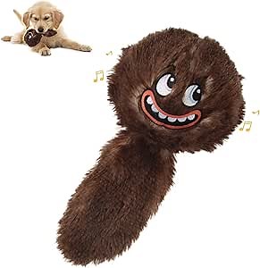 PETGEEK Interactive Squeaky Dog Toy, Automatic Moving Vibrating Dog Balls with Plush Cover, Rechargeable Perro Juguetes with Recording and Music Mode, Crinkle Pet Plush Toy for Boredom, Brown