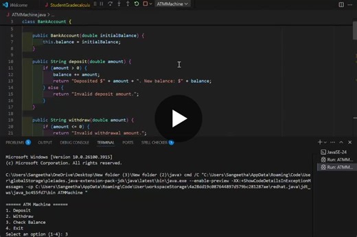 #codsoftinternship #atminterface #codingjourney #codsoft | Sangeetha S