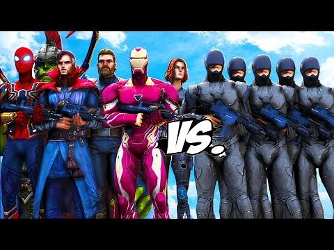 Avengers VS RoboCop Army - EPIC BATTLE