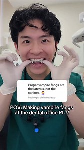 Dr Leroy Kiang | 🦷 Veneers | 📍 Singapore on Instagram: "Do vampire fangs look better on the canines or lateral incisors?! 🧛‍♀️🦷 #dentist #dentistry #halloween #vampire #vampirefangs #veneers"