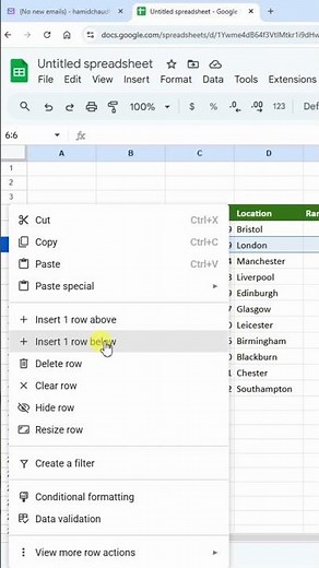 Shortcut to Insert Blank Rows in Google Sheet