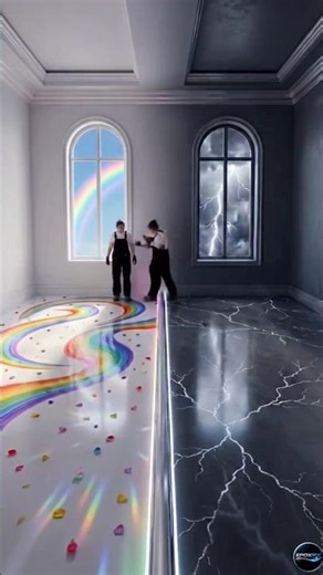 Rainbow 🌈 vs Lightning ⚡ Epoxy Floor – Which Side Wins? #epoxy #shorts