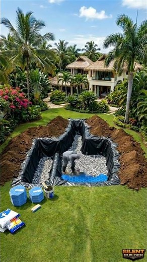 "Building a Giant LIKE BUTTON Shaped Pool at a Tropical Paradise (Insane Transformation)"